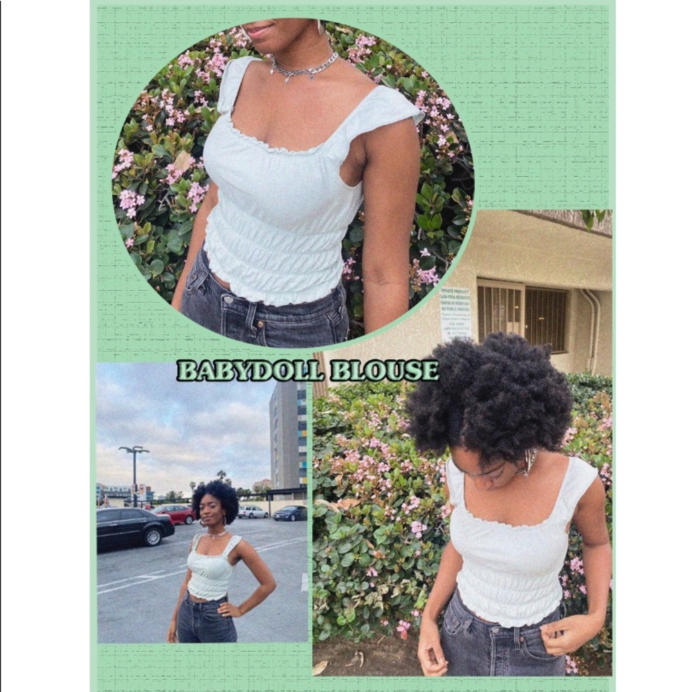 Pastel green baby doll blouse